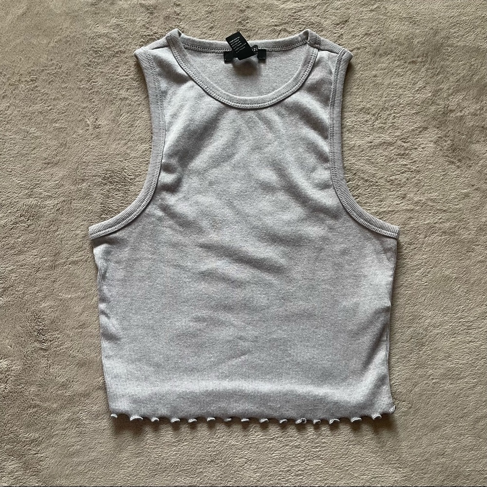 Gray Lettuce Edge Tank Top